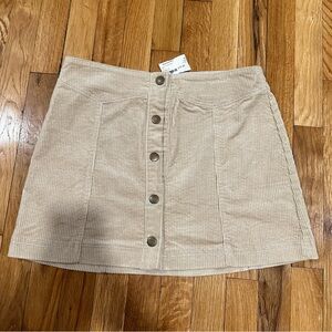 Beige / Tan Corduroy Mini Skirt